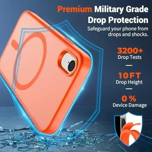 SUPFINE iPhone XR uchun magnitli telefon g‘ilofi (MagSafe bilan mos keladi) (Harbiy darajadagi tushishdan himoya) Yengil o‘tkazuvchan mat zarbga chidamli barmoq izlariga qarshi telefon g‘ilofi, to‘q sariq - 3