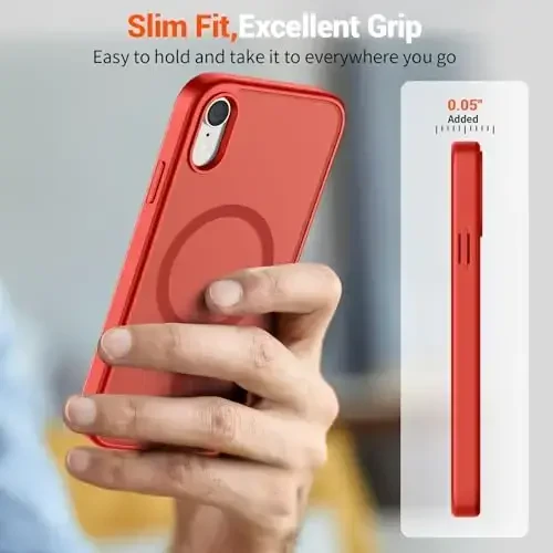 SUPFINE iPhone XR uchun magnitli telefon g'ilofi (MagSafe bilan mos keladi) (Harbiy darajadagi zarbadan himoya) Yengil yarim shaffof mat zarbga chidamli barmoq izlariga qarshi telefon g'ilofi, qizil - 7