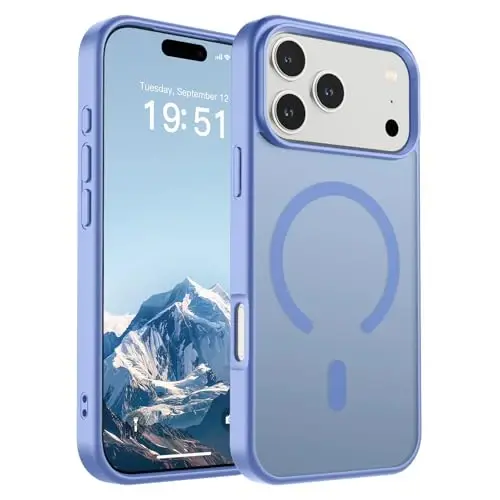 SUPFINE Magnetic чехол для iPhone 17 Pro Max (совместим с MagSafe) (военный класс защиты от падений) полупрозрачный матовый ударопрочный чехол с защитой от отпечатков пальцев, сине-фиолетовый - SUPFINE