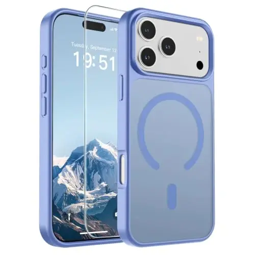 SUPFINE Magnetic for iPhone 17 Pro Max Case Blue Purple | With Screen Protector, Translucent Matte, Compatible with MagSafe, Military Grade Drop Proof, Rugged Shockproof Protective - 1