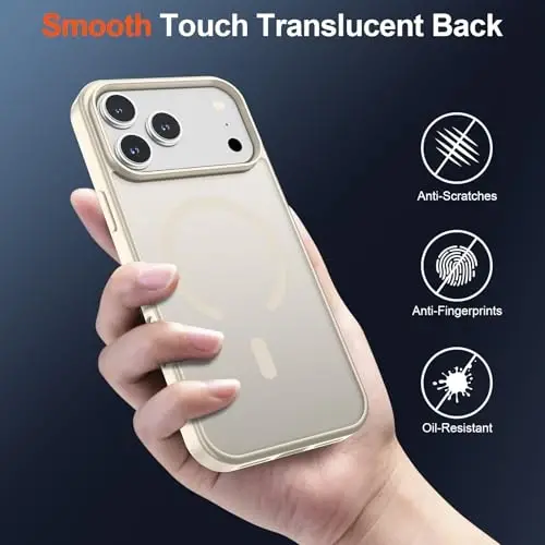 SUPFINE Magnetic чехол для iPhone 17 Pro Max (совместим с MagSafe) (защита военного класса при падении), полупрозрачный матовый противоударный чехол с защитой от отпечатков пальцев, античный белый - 6