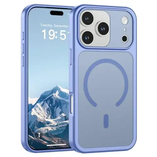 SUPFINE Magnetic для чехла iPhone 17 Pro (Совместимо с MagSafe) (Армейская защита от падений) (Защита камеры) Полупрозрачный матовый противоударный чехол для телефона 2025, Сине-фиолетовый - SUPFINE