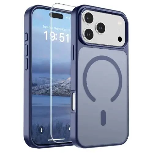 SUPFINE Magnetic для iPhone 17 Pro Max Чехол (Совместим с MagSafe) (Защита от падений военного класса) Полупрозрачный матовый противоударный с защитой от отпечатков пальцев, Лавандово-серый 