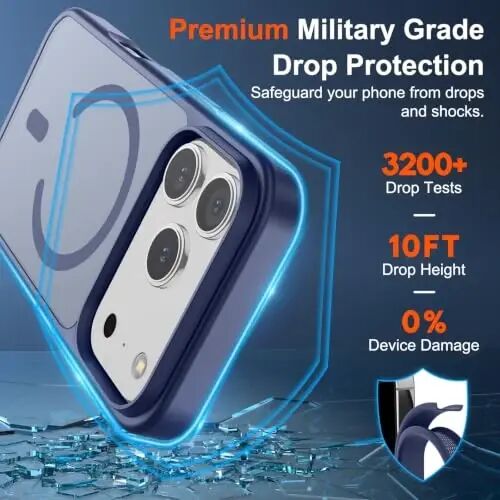 SUPFINE Magnetic для iPhone 17 Pro Max Чехол (Совместим с MagSafe) (Защита от падений военного класса) Полупрозрачный матовый противоударный с защитой от отпечатков пальцев, Лавандово-серый - 2