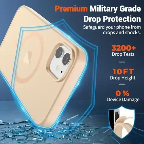 SUPFINE Magnetic for iPhone 11 Case (MagSafe bilan mos) (Harbiy darajadagi tushishdan himoya) Yupqa yarim shaffof matli zarbga chidamli barmoq izlariga qarshi telefon qutisi, qumli pushti - 3