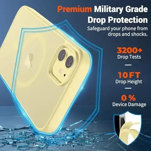 SUPFINE Magnetic for iPhone 11 Phone Case (Compatible with MagSafe) (Military Grade Drop Protection) Slim Translucent Matte Shockproof with Anti-Fingerprint Phone Case,Buttercream Yellow - 3
