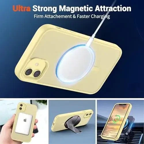 SUPFINE Magnetic for iPhone 11 Phone Case (Compatible with MagSafe) (Military Grade Drop Protection) Slim Translucent Matte Shockproof with Anti-Fingerprint Phone Case,Buttercream Yellow - 5