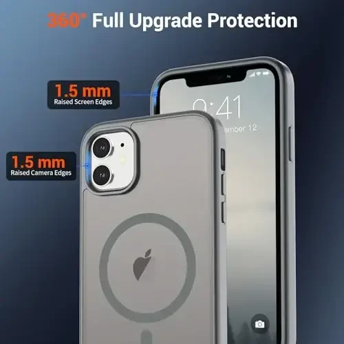 SUPFINE Magnetic for iPhone 11 Phone Case (Compatible with MagSafe) (Military Grade Drop Protection) Slim Translucent Matte Shockproof with Anti-Fingerprint Phone Case,Gray - 4