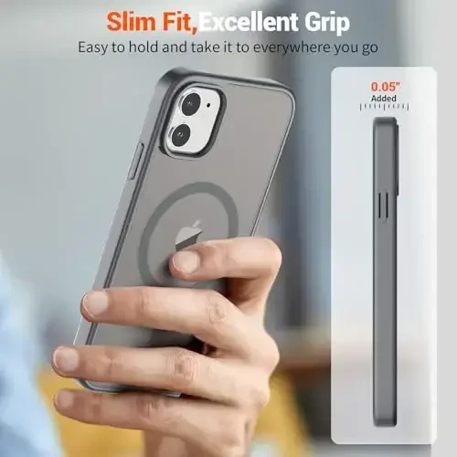 SUPFINE Magnetic for iPhone 11 Phone Case (Compatible with MagSafe) (Military Grade Drop Protection) Slim Translucent Matte Shockproof with Anti-Fingerprint Phone Case,Gray - 7