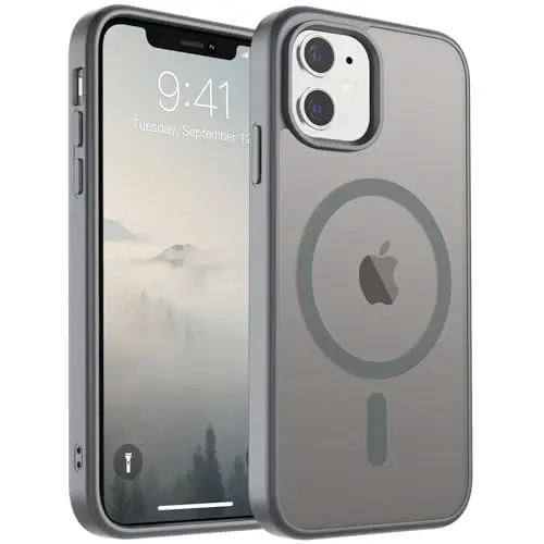 SUPFINE Magnetic for iPhone 11 Phone Case (Compatible with MagSafe) (Military Grade Drop Protection) Slim Translucent Matte Shockproof with Anti-Fingerprint Phone Case,Gray 