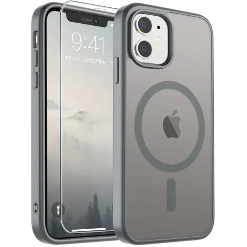 SUPFINE Magnetic for iPhone 11 Phone Case (Compatible with MagSafe) (Military Grade Drop Protection) Slim Translucent Matte Shockproof with Anti-Fingerprint Phone Case,Gray - SUPFINE