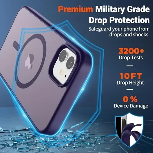SUPFINE Magnetic for iPhone 11 Phone Case (Compatible with MagSafe) (Military Grade Drop Protection) Translucent Matte Shockproof Phone Cover,Dark Purple - SUPFINE (1)