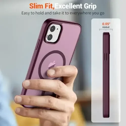 SUPFINE Magnetic for iPhone 11 Phone Case (Compatible with MagSafe)(Military Grade Drop Protection) Translucent Matte Shockproof Phone Case,Wine Red - 7