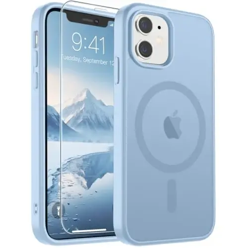 SUPFINE Magnetic for iPhone 11 Phone Case Glacier Blue | With Screen Protector, Translucent Matte, Compatible with MagSafe, Military Grade Drop Proof, Rugged Shockproof Protective - 1