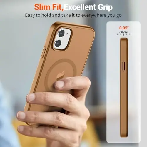 SUPFINE Magnetic for iPhone 11 Phone Case(Compatible with MagSafe)(Military Grade Drop Protection) Slim Translucent Matte Shockproof with Anti-Fingerprint Phone Case,Brown - 7