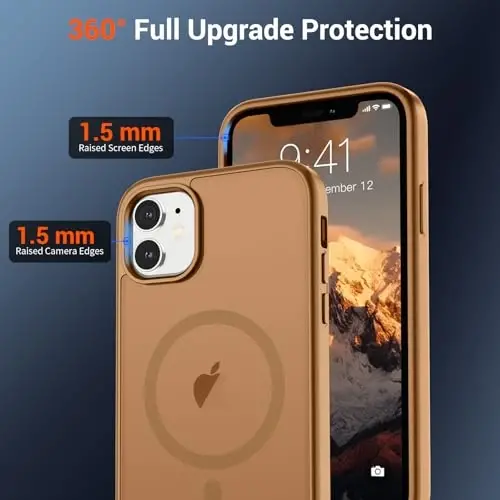 SUPFINE Magnetic for iPhone 11 Phone Case(Compatible with MagSafe)(Military Grade Drop Protection) Slim Translucent Matte Shockproof with Anti-Fingerprint Phone Case,Brown - 3