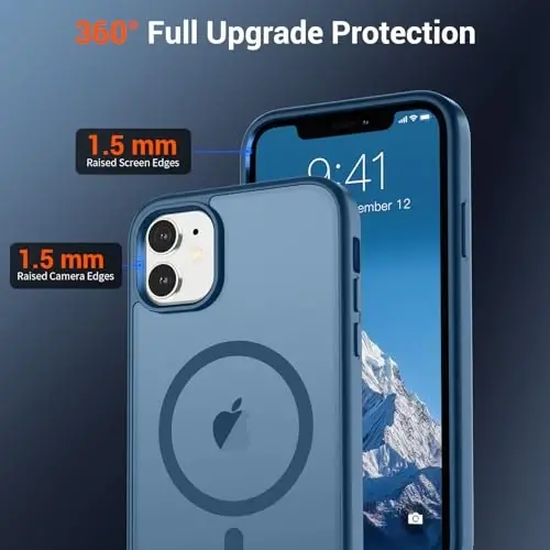 SUPFINE Magnetic for iPhone 11 Phone Case(Compatible with MagSafe)(Military Grade Drop Protection) Slim Translucent Matte Shockproof with Anti-Fingerprint Phone Case,Deep Blue - 3