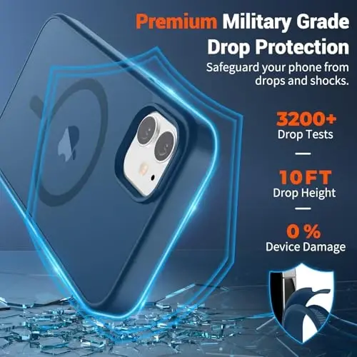 SUPFINE Magnetic for iPhone 11 Phone Case(Compatible with MagSafe)(Military Grade Drop Protection) Slim Translucent Matte Shockproof with Anti-Fingerprint Phone Case,Deep Blue - SUPFINE (1)