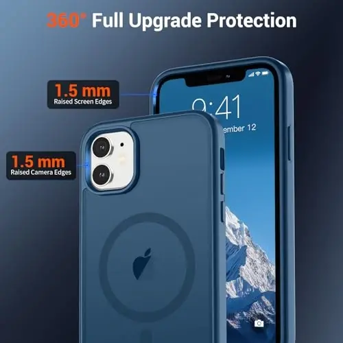 SUPFINE Magnetic for iPhone 11 Phone Case(Compatible with MagSafe)(Military Grade Drop Protection) Slim Translucent Matte Shockproof with Anti-Fingerprint Phone Case,Deep Blue - 3