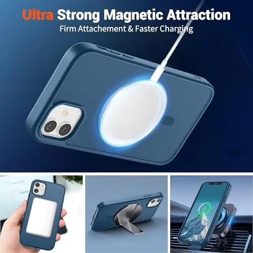 SUPFINE Magnetic for iPhone 11 Phone Case(Compatible with MagSafe)(Military Grade Drop Protection) Slim Translucent Matte Shockproof with Anti-Fingerprint Phone Case,Deep Blue - 4