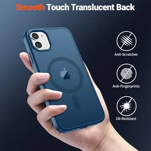 SUPFINE Magnetic for iPhone 11 Phone Case(Compatible with MagSafe)(Military Grade Drop Protection) Slim Translucent Matte Shockproof with Anti-Fingerprint Phone Case,Deep Blue - 5