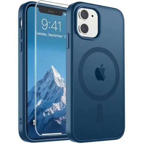 SUPFINE Magnetic for iPhone 11 Phone Case(Compatible with MagSafe)(Military Grade Drop Protection) Slim Translucent Matte Shockproof with Anti-Fingerprint Phone Case,Deep Blue - 1