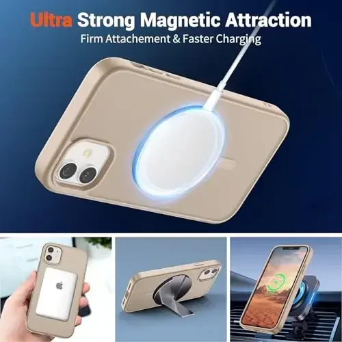 SUPFINE Magnetic for iPhone 11 Phone Case(Compatible with MagSafe)(Military Grade Drop Protection) Slim Translucent Matte Shockproof with Anti-Fingerprint Phone Case,Desert Gold - 5