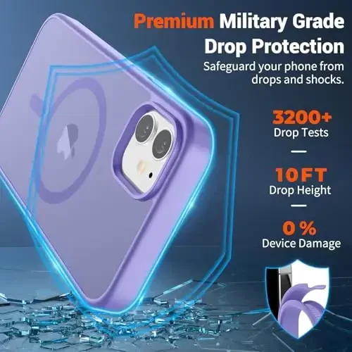 SUPFINE Magnetic for iPhone 11 Phone Case(Compatible with MagSafe)(Military Grade Drop Protection) Slim Translucent Matte Shockproof with Anti-Fingerprint Phone Case,Purple - 3