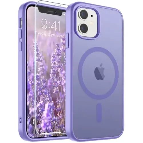 SUPFINE Magnetic for iPhone 11 Phone Case(Compatible with MagSafe)(Military Grade Drop Protection) Slim Translucent Matte Shockproof with Anti-Fingerprint Phone Case,Purple 