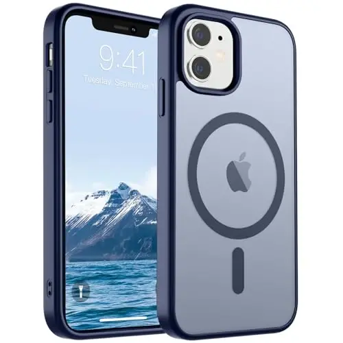 SUPFINE Magnetic for iPhone 11 Phone Case(Compatible with MagSafe)(Military Grade Drop Protection) Translucent Matte Shockproof Phone Cover, Navy Blue - 1