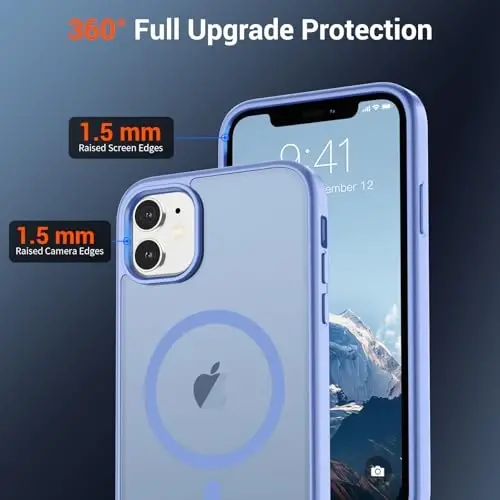 SUPFINE Magnetic for iPhone 11 Phone Case(Compatible with MagSafe)(Military Grade Drop Protection) Translucent Matte Shockproof Phone Cover,Blue Purple - 3