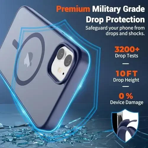 SUPFINE Magnetic for iPhone 11 Phone Case(MagSafe bilan mos keladi)(Harbiy darajadagi tushishdan himoya) Yarim shaffof mato zarbga chidamli telefon qutisi, Lavanda kulrang - 3