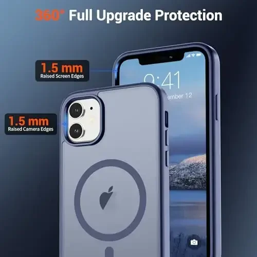 SUPFINE Magnetic for iPhone 11 Phone Case(MagSafe bilan mos keladi)(Harbiy darajadagi tushishdan himoya) Yarim shaffof mato zarbga chidamli telefon qutisi, Lavanda kulrang - 4