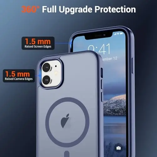 SUPFINE Magnetic for iPhone 11 Phone Case(MagSafe bilan mos keladi)(Harbiy darajadagi tushishdan himoya) Yarim shaffof mato zarbga chidamli telefon qutisi, Lavanda kulrang - 2