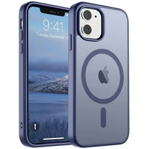 SUPFINE Magnetic for iPhone 11 Phone Case(MagSafe bilan mos keladi)(Harbiy darajadagi tushishdan himoya) Yarim shaffof mato zarbga chidamli telefon qutisi, Lavanda kulrang 