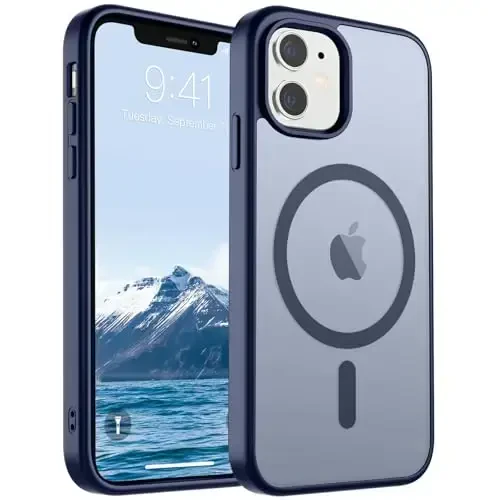 SUPFINE Magnetic for iPhone 11 Phone Case(MagSafe bilan mos)(Harbiy darajadagi tushishdan himoya) Shaffof mat zarbga chidamli telefon qopqog'i, to'q ko'k 