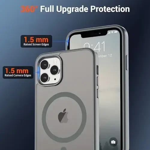 SUPFINE Magnetic for iPhone 11 Pro Max Case (Compatible with MagSafe) (Military Grade Drop Protection) Slim Translucent Matte Shockproof with Anti-Fingerprint Phone Case,Gray - 4