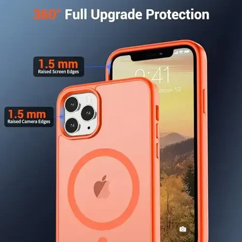 SUPFINE Magnetic for iPhone 11 Pro Max Case (Compatible with MagSafe) (Military Grade Drop Protection) Slim Translucent Matte Shockproof with Anti-Fingerprint Phone Case,Orange - 4
