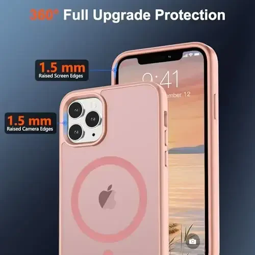 SUPFINE Magnetic for iPhone 11 Pro Max Case (Compatible with MagSafe) (Military Grade Drop Protection) Slim Translucent Matte Shockproof with Anti-Fingerprint Phone Case,Pink - 4