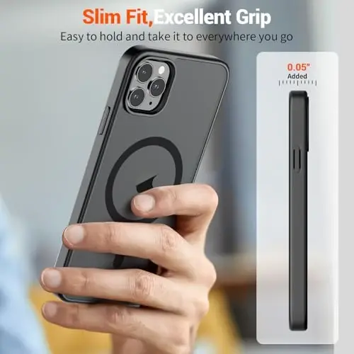 SUPFINE Magnetic for iPhone 11 Pro Max Case (MagSafe bilan mos) (Harbiy darajadagi tushishdan himoya) Shaffof matli zarbga chidamli telefon qopqog'i, qora - 7
