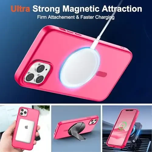 SUPFINE Magnetic for iPhone 11 Pro Max Case (MagSafe bilan mos) (Harbiy darajadagi tushishdan himoya) Yarim shaffof mat zarbga chidamli telefon qopqog'i, Mat och pushti - 5