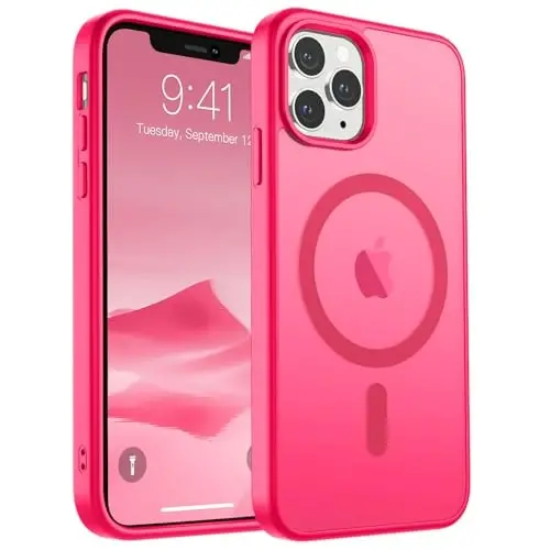 SUPFINE Magnetic for iPhone 11 Pro Max Case (MagSafe bilan mos) (Harbiy darajadagi tushishdan himoya) Yarim shaffof mat zarbga chidamli telefon qopqog'i, Mat och pushti - 1