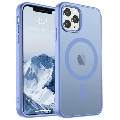 SUPFINE Magnetic for iPhone 11 Pro Max Case (MagSafe bilan mos) (Harbiy darajadagi tushishdan himoya) Yarim shaffof mat zarbga chidamli telefon qutisi, ko'k binafsha - 1