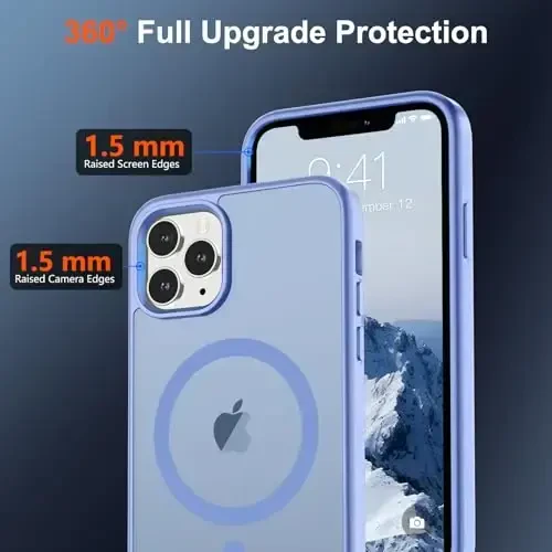 SUPFINE Magnetic for iPhone 11 Pro Max Case (MagSafe bilan mos) (Harbiy darajadagi tushishdan himoya) Yarim shaffof mat zarbga chidamli telefon qutisi, ko'k binafsha - 4