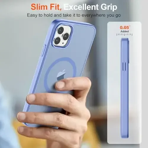 SUPFINE Magnetic for iPhone 11 Pro Max Case (MagSafe bilan mos) (Harbiy darajadagi tushishdan himoya) Yarim shaffof mat zarbga chidamli telefon qutisi, ko'k binafsha - 7