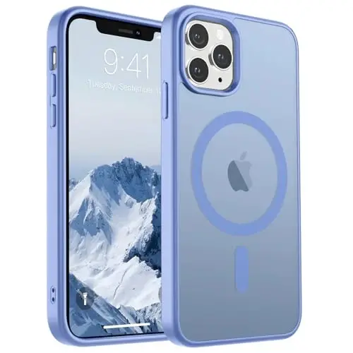 SUPFINE Magnetic for iPhone 11 Pro Max Case (MagSafe bilan mos) (Harbiy darajadagi tushishdan himoya) Yarim shaffof mat zarbga chidamli telefon qutisi, ko'k binafsha - SUPFINE
