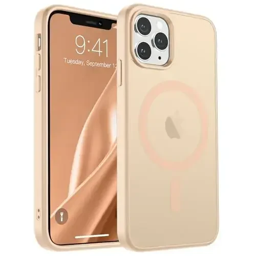 SUPFINE Magnetic for iPhone 11 Pro Max Case (MagSafe bilan mos) (Harbiy darajadagi tushishdan himoya) Yarim shaffof mat zarbga chidamli telefon qutisi, Qum pushti - 1