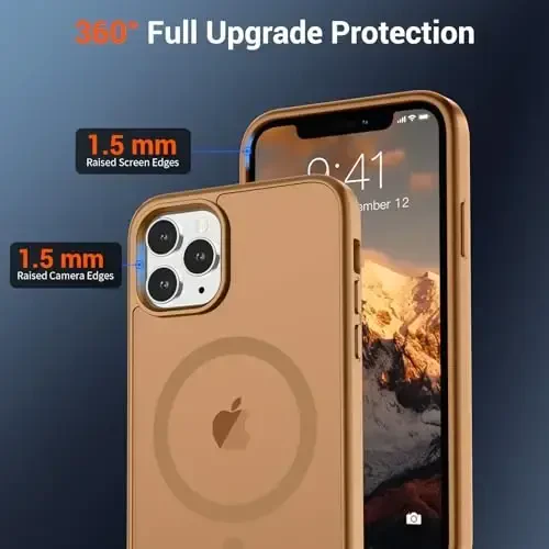 SUPFINE Magnetic for iPhone 11 Pro Max Case (MagSafe bilan mos) (Harbiy darajadagi tushishdan himoya) Yupqa shaffof mat zarbga chidamli barmoq izlariga qarshi telefon qutisi, jigarrang - 4