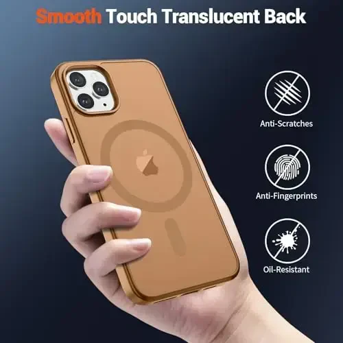 SUPFINE Magnetic for iPhone 11 Pro Max Case (MagSafe bilan mos) (Harbiy darajadagi tushishdan himoya) Yupqa shaffof mat zarbga chidamli barmoq izlariga qarshi telefon qutisi, jigarrang - 6