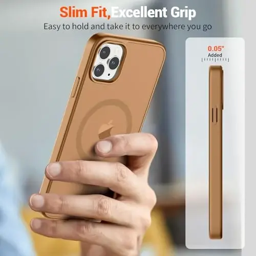 SUPFINE Magnetic for iPhone 11 Pro Max Case (MagSafe bilan mos) (Harbiy darajadagi tushishdan himoya) Yupqa shaffof mat zarbga chidamli barmoq izlariga qarshi telefon qutisi, jigarrang - 7